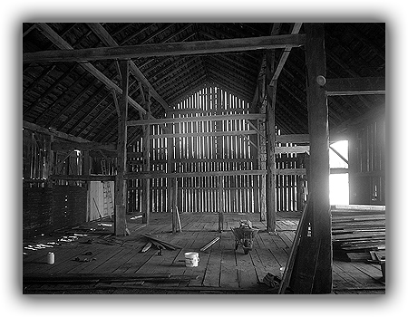 Renovation underway on a caledon barn